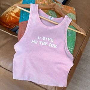 Garage U Give Me The Ick Light Pink Ribbed Tank Top